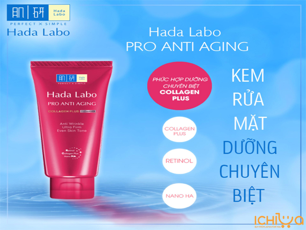 Sữa Rửa Mặt Hada Labo Đỏ – Hada Labo Pro Anti Aging Collagen Plus Cleanser